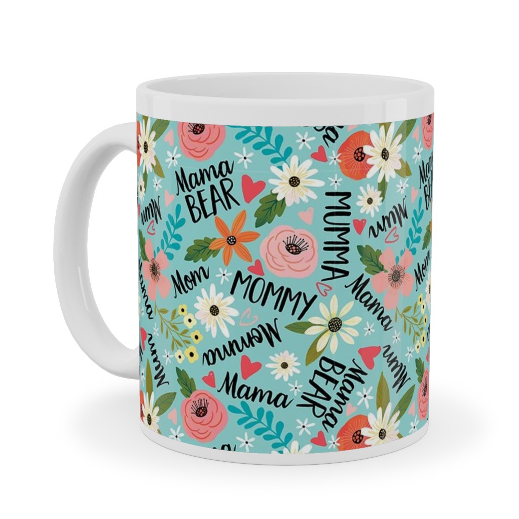 Mom's the Word - Multi on Blue Ceramic Mug, White, , 11oz, Blue, True Blue