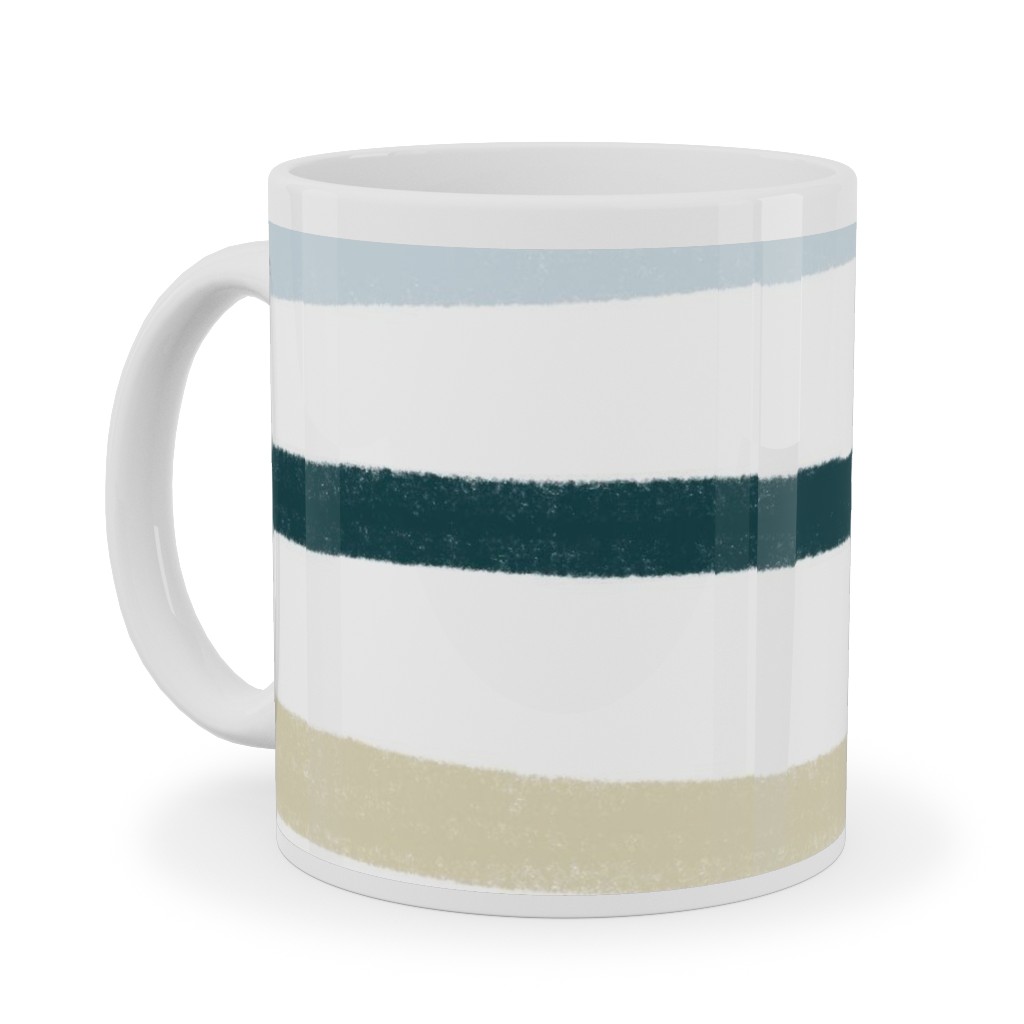 Shenanigans Horizontal Wtripes - Multi Ceramic Mug, White,  , 11oz, Multicolor