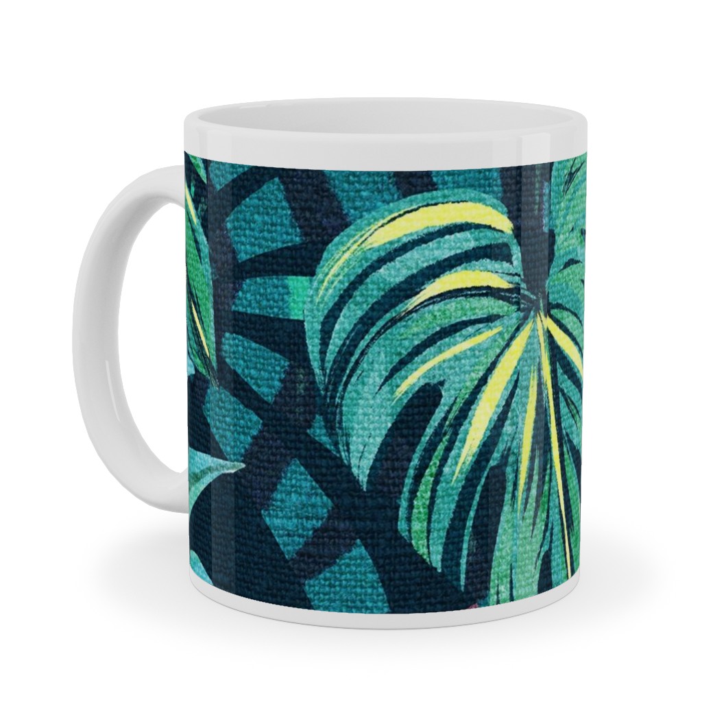 in a Tropical Mood Ceramic Mug, White, , 11oz, Green, Classic Green