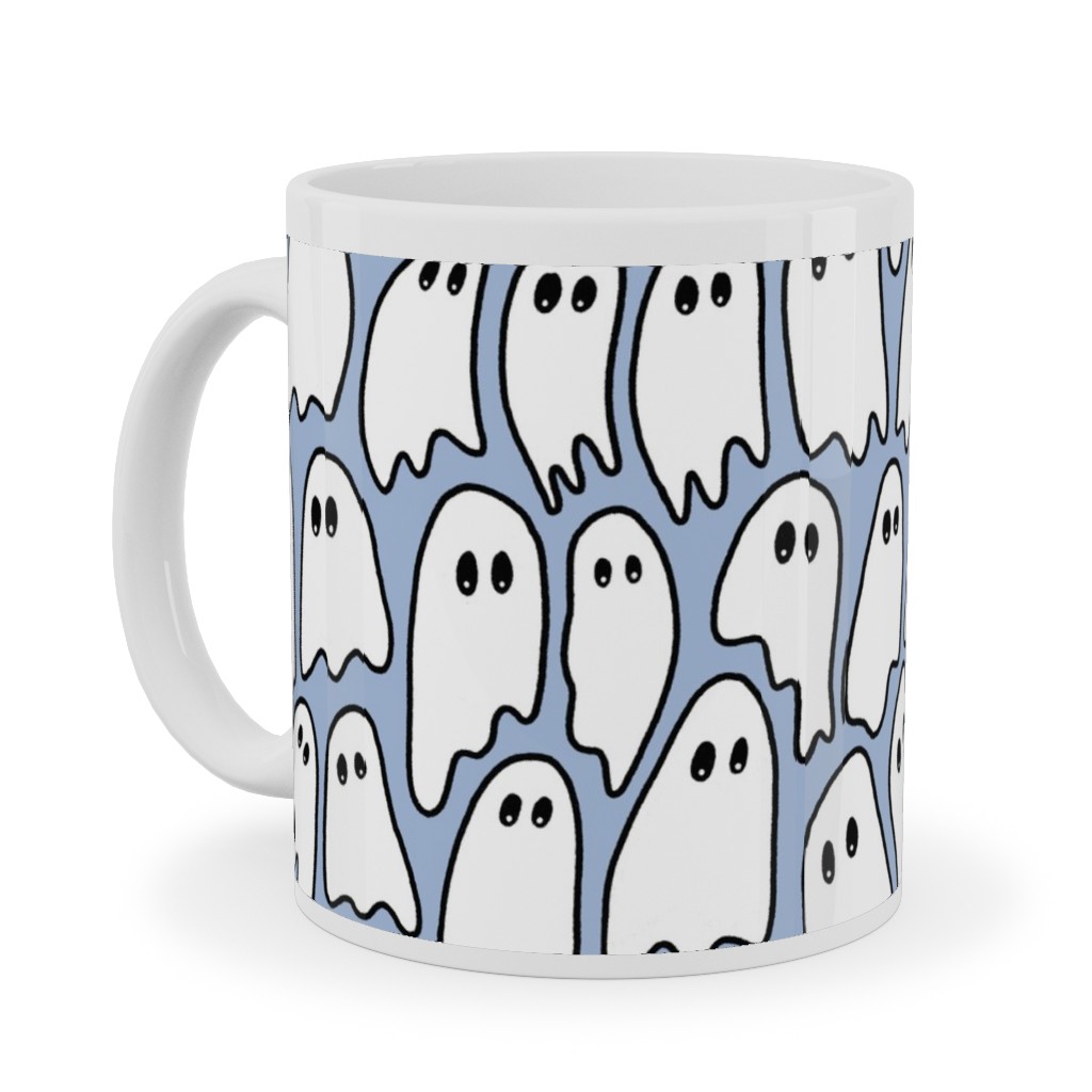 Ghosted Ceramic Mug, White,  , 11oz, Blue