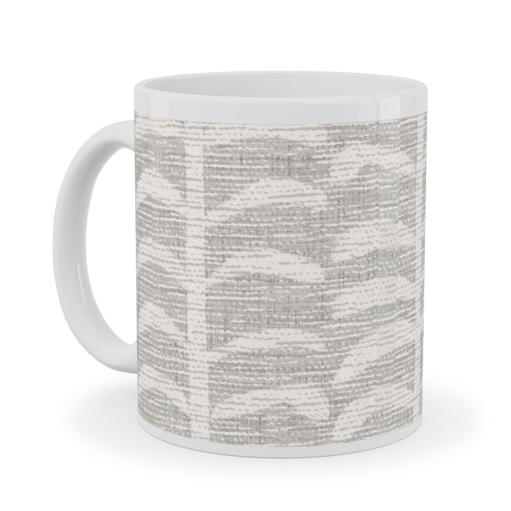 Grasscloth Vine - Neutral Ceramic Mug, White,  , 11oz, Gray