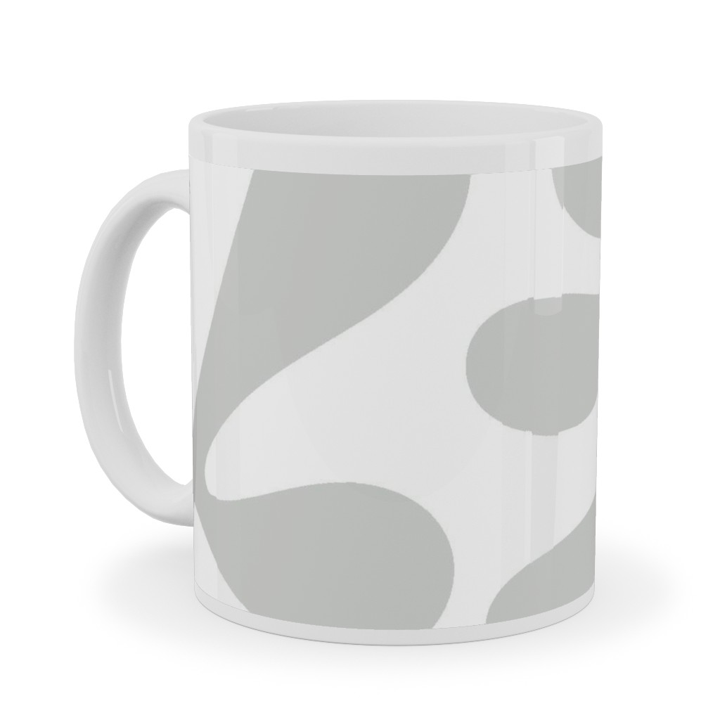 Block Print Texture Ceramic Mug, White,  , 11oz, Gray