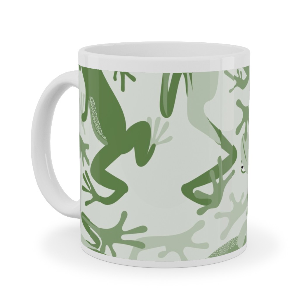 All the Frogs Ceramic Mug, White,  , 11oz, Green