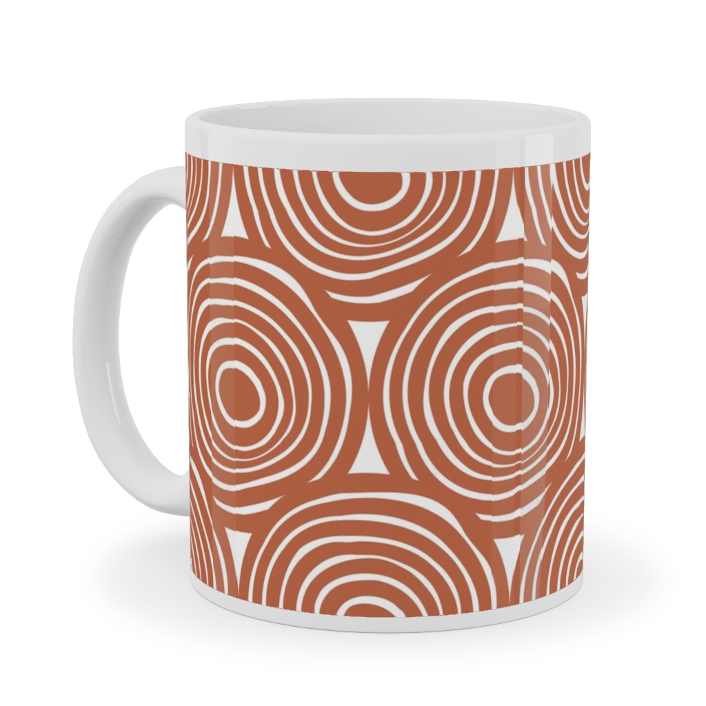 Overlapping Circles - Terracotta Ceramic Mug, White,  , 11oz, Brown