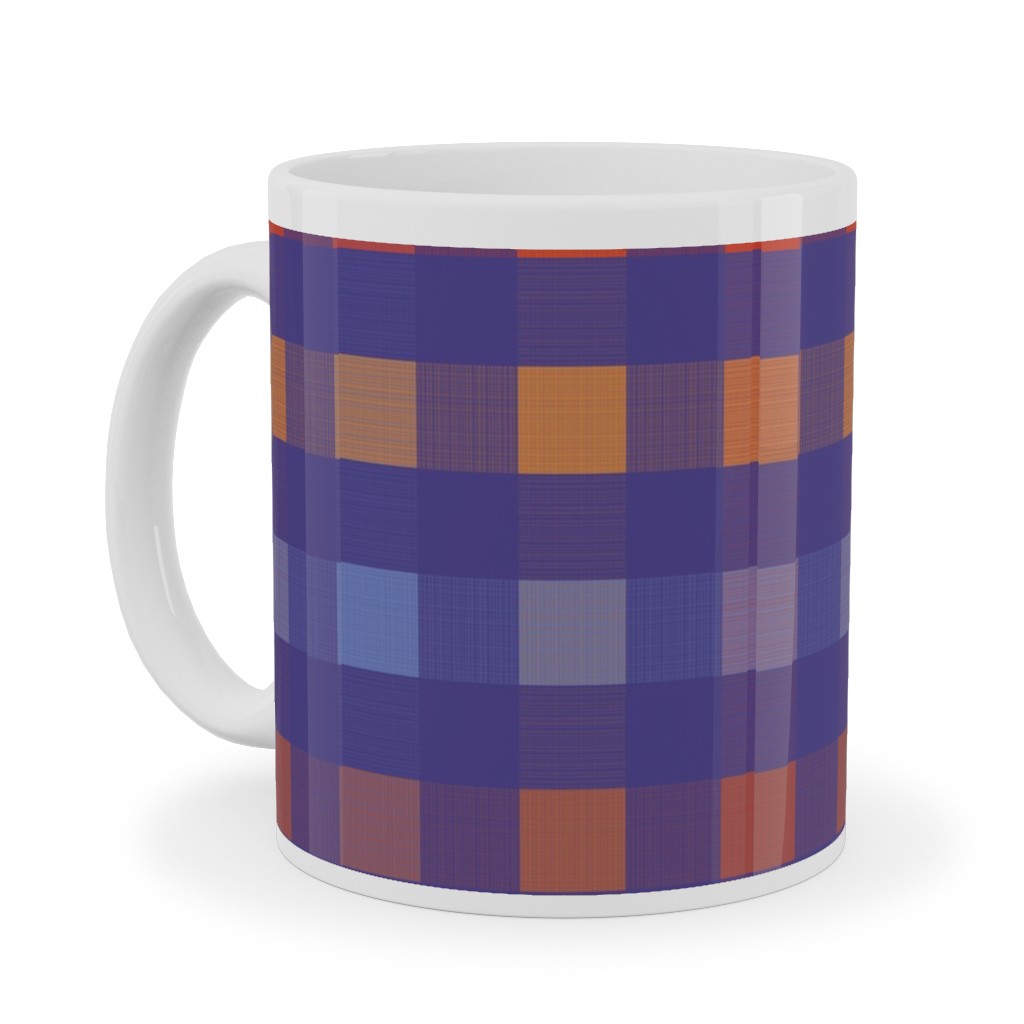 Picnic Plaid Ceramic Mug, White, , 11oz, Multicolor, Viola