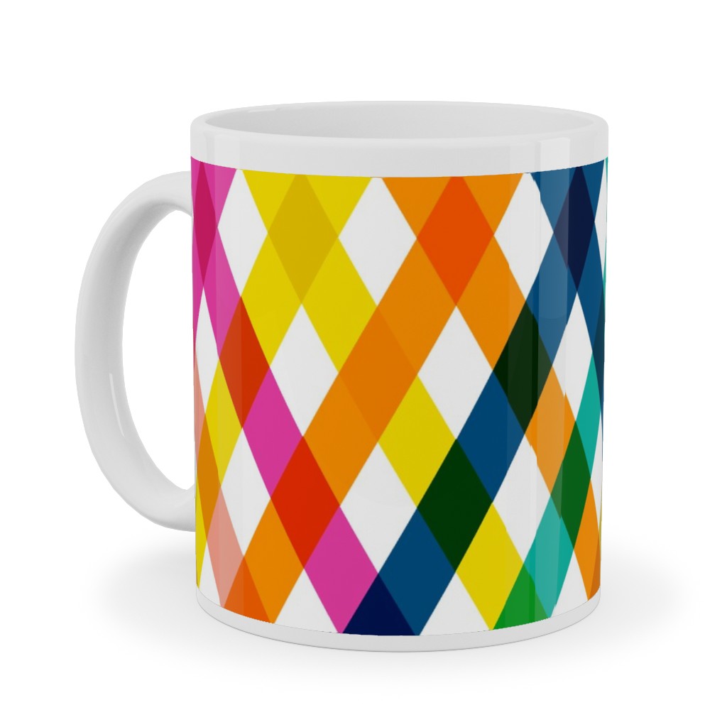 Birchdale Gingham Plaid - Multi Ceramic Mug, White,  , 11oz, Multicolor