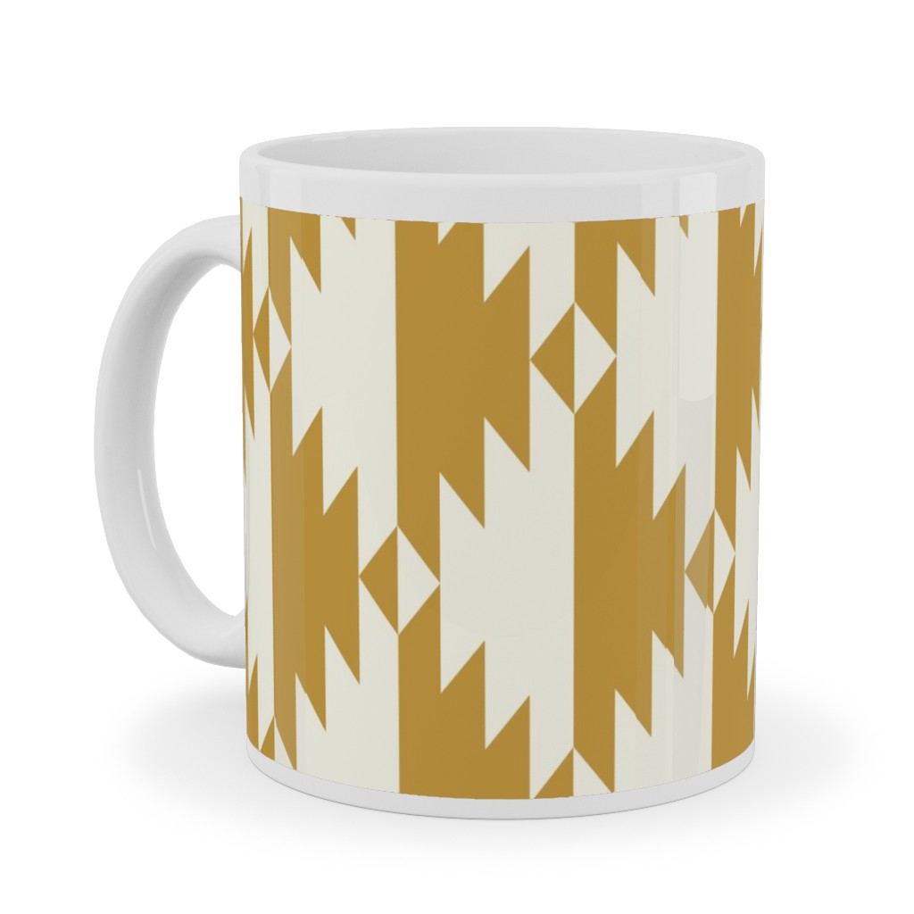 Tribal - Gold Ceramic Mug, White,  , 11oz, Yellow