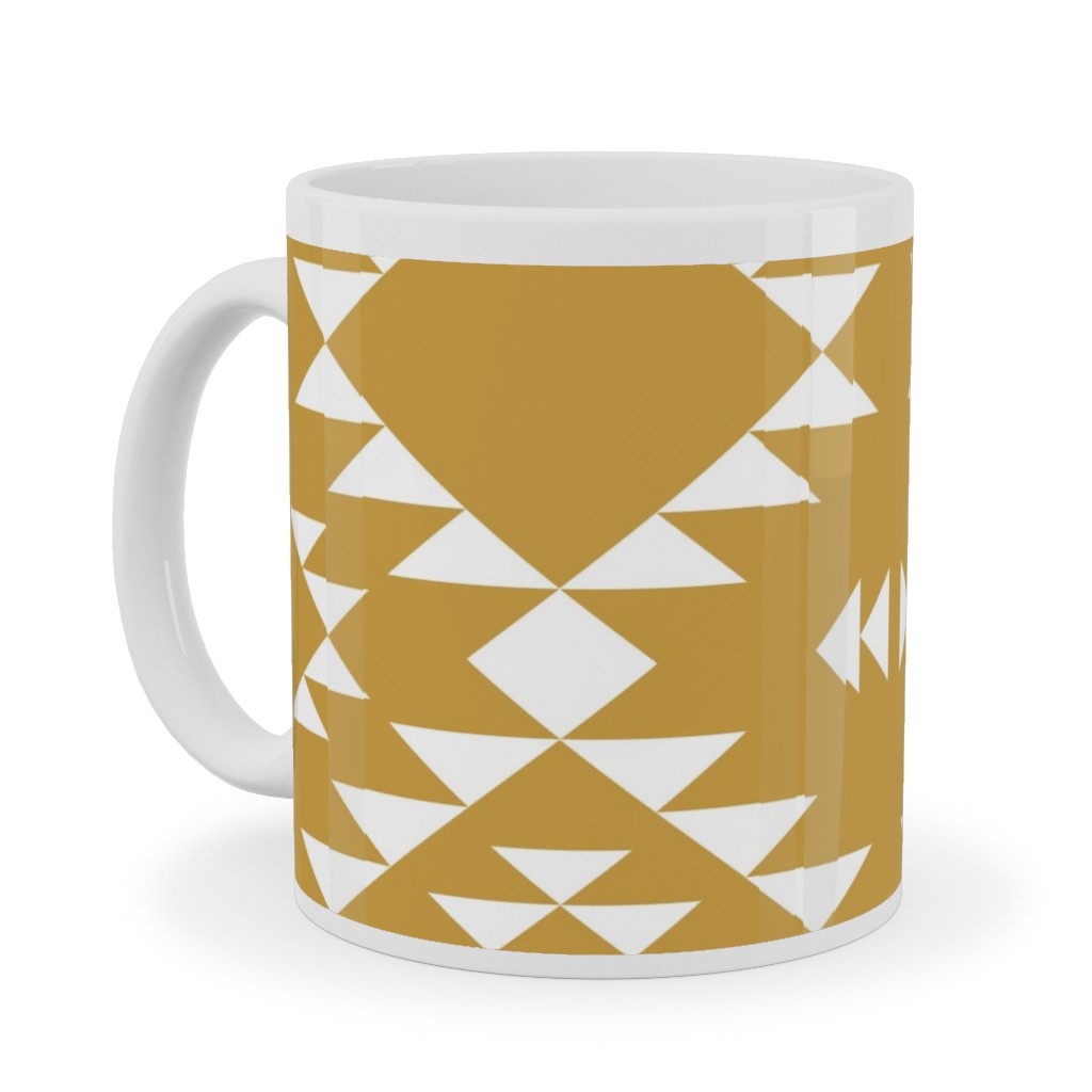 Navajo - Gold White Ceramic Mug, White, , 11oz, Yellow, Classic Yellow