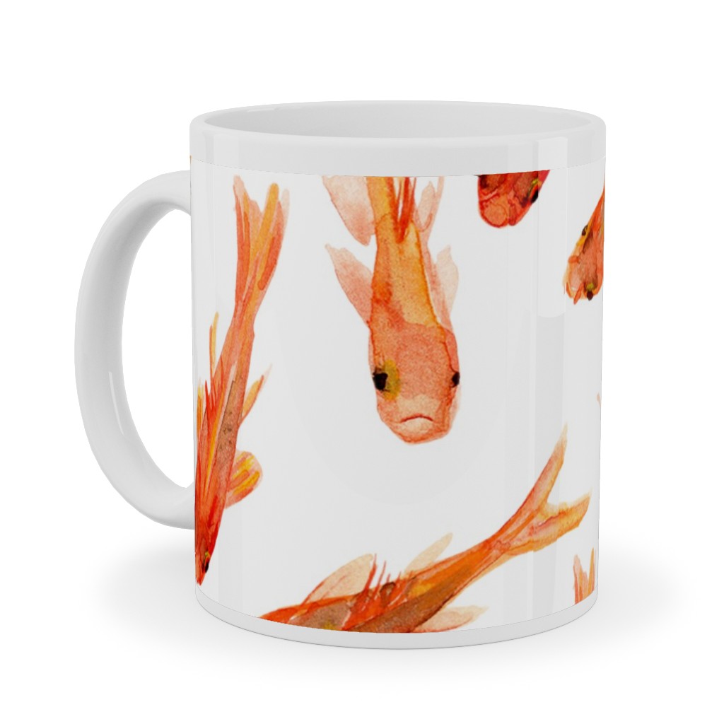 Goldfish Ceramic Mug, White, , 11oz, Orange, Orange