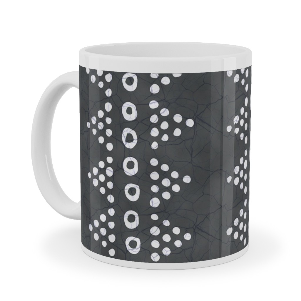 Batik Triangle Stripe - Earth Smoke Ceramic Mug, White,  , 11oz, Gray