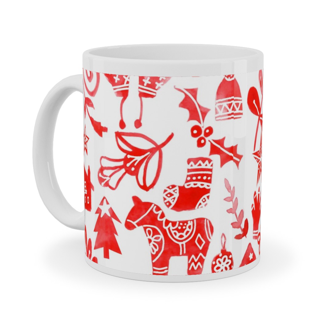 Red Christmas Ceramic Mug, White,  , 11oz, Red