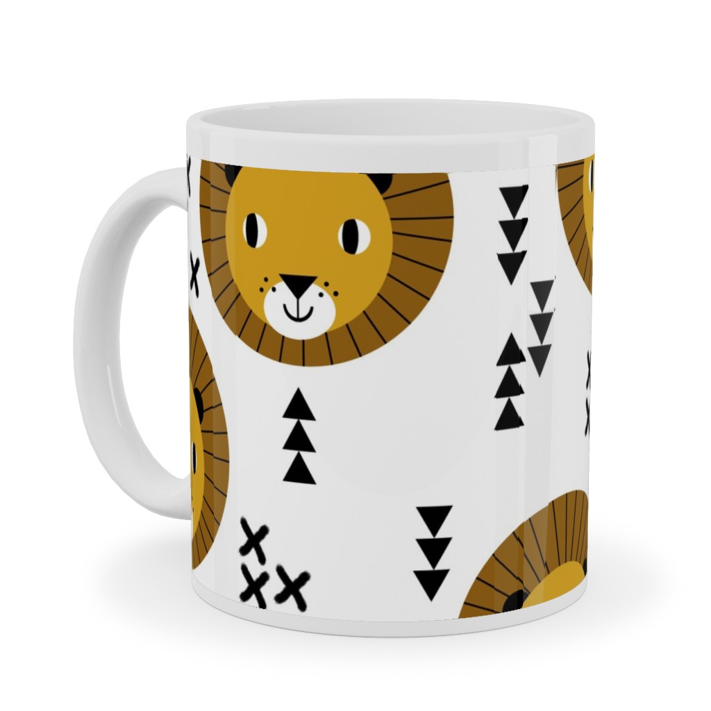 Happy Lion Safari Ceramic Mug, White,  , 11oz, Brown