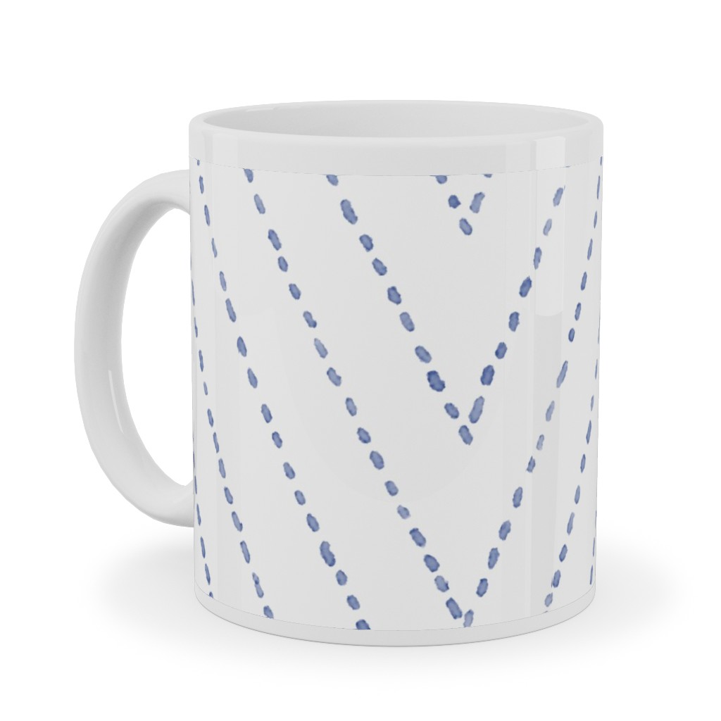 Painted Diamond Dash Ceramic Mug, White, , 11oz, White, Iron