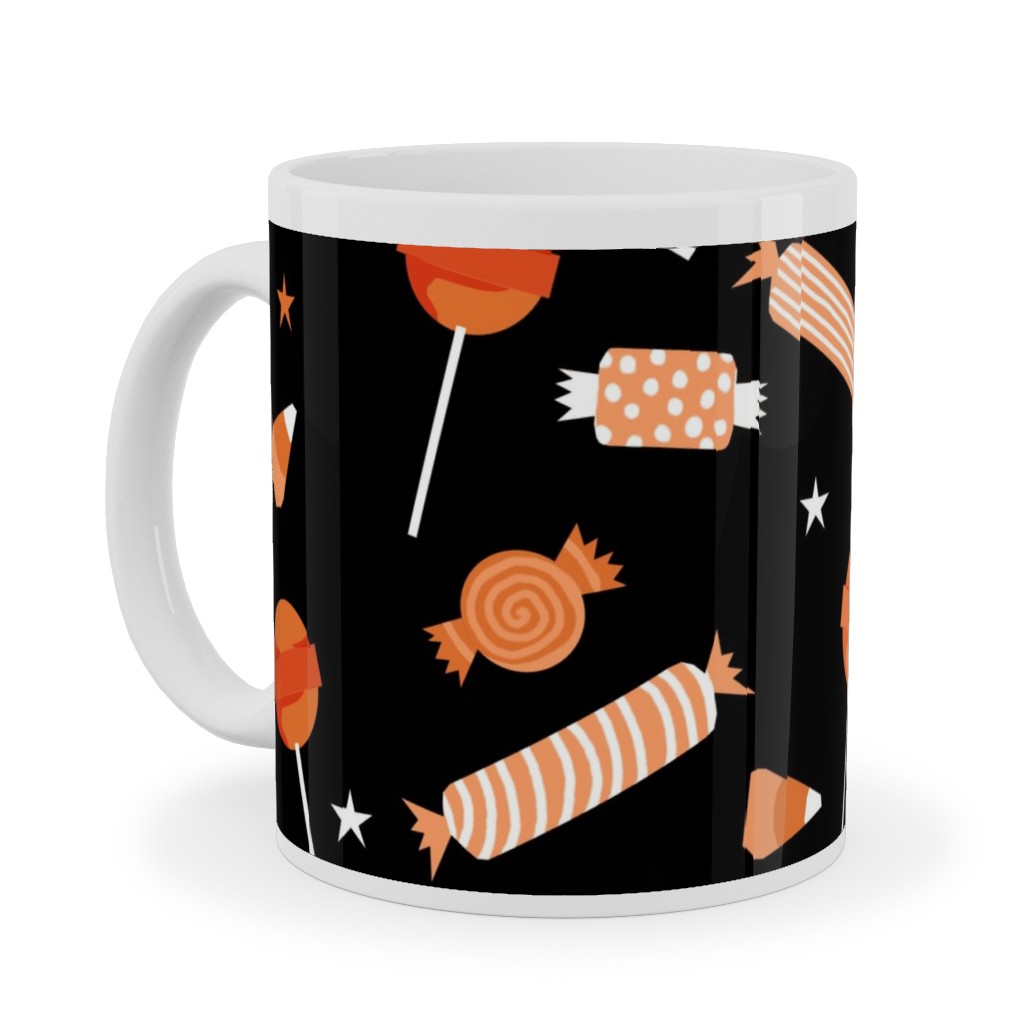 Halloween Candy - Orange and Black Ceramic Mug, White, , 11oz, Black, Black