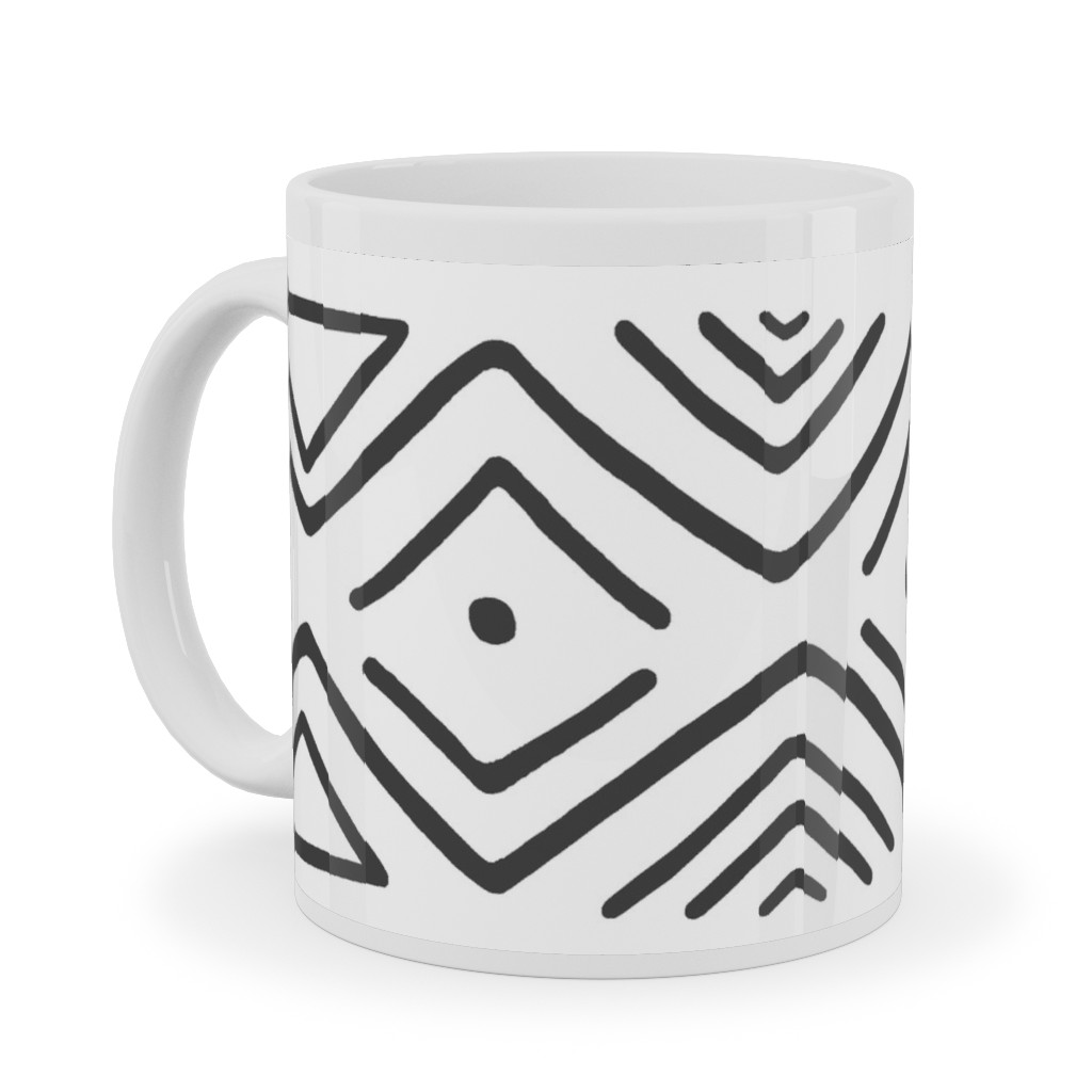 Mud Cloth - White Ceramic Mug, White, , 11oz, White, White