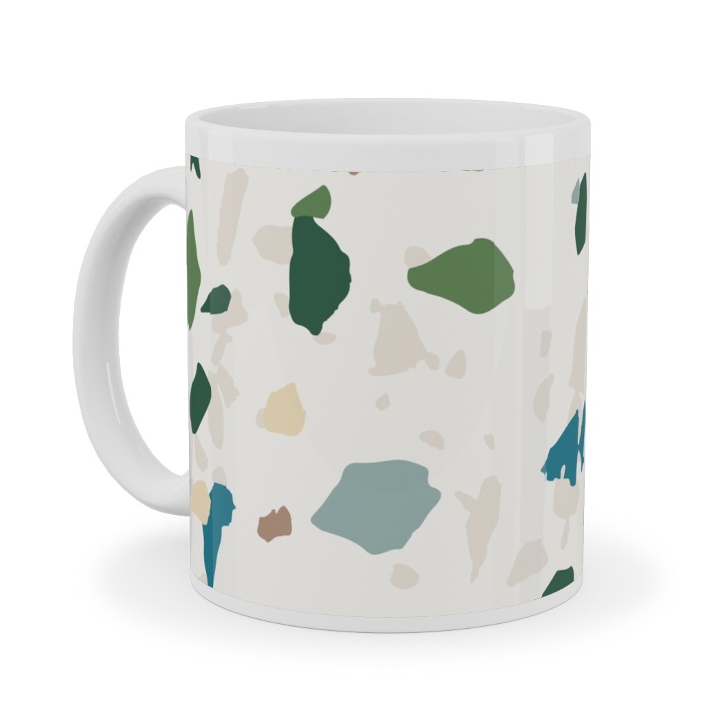 Terrazzo - Green on Cream Ceramic Mug, White,  , 11oz, Green