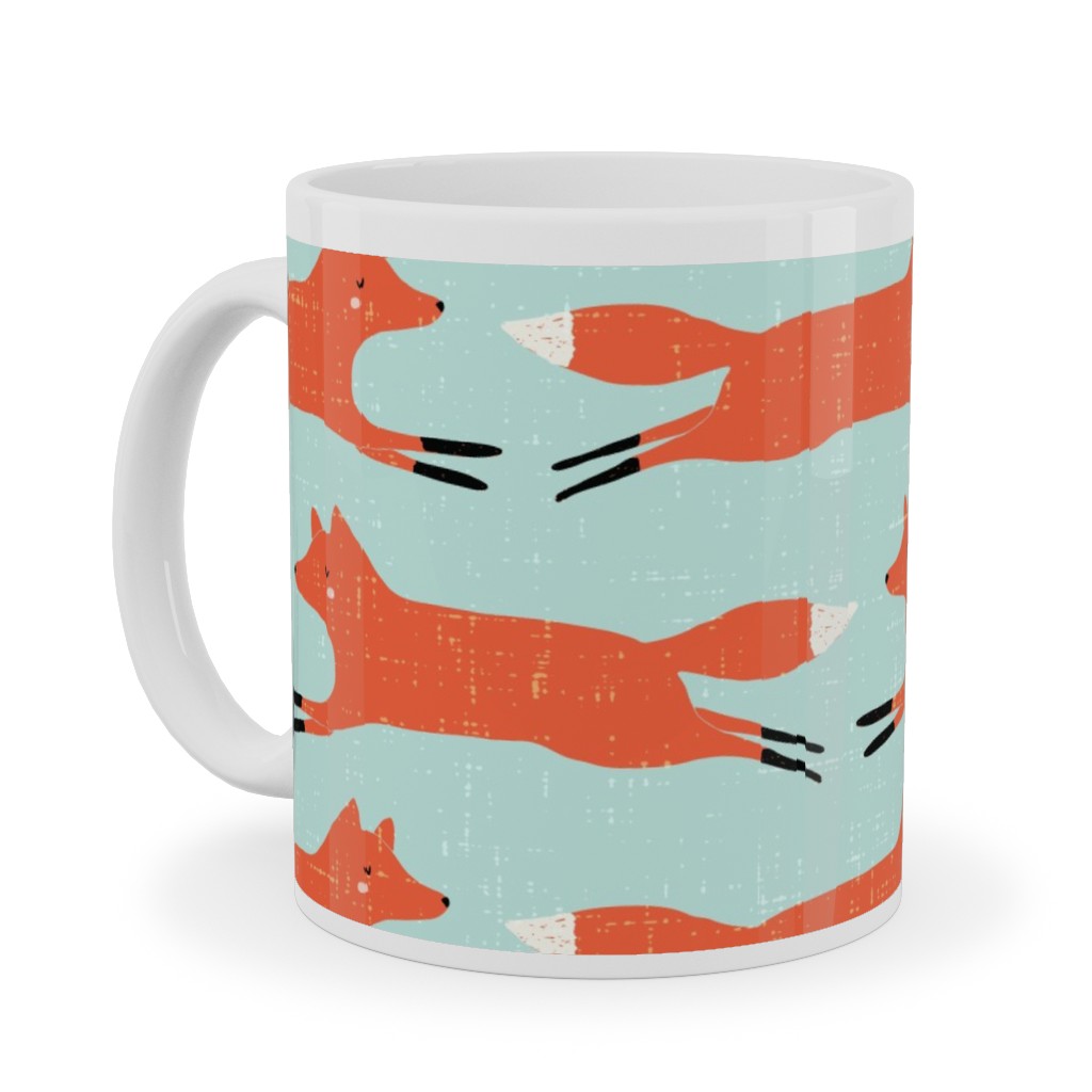 Little Orange Fox - Orange and Green Ceramic Mug, White, , 11oz, Orange, Orange