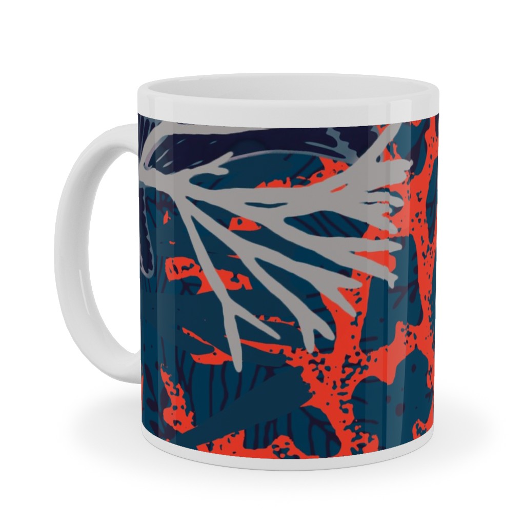 Corals and Starfish Ceramic Mug, White, , 11oz, Blue, True Blue