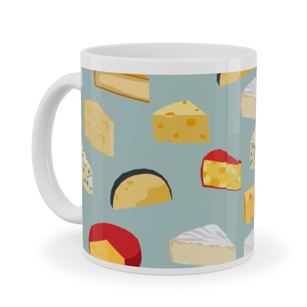 Cheeses Foodie - Blue Ceramic Mug, White,  , 11oz, Multicolor