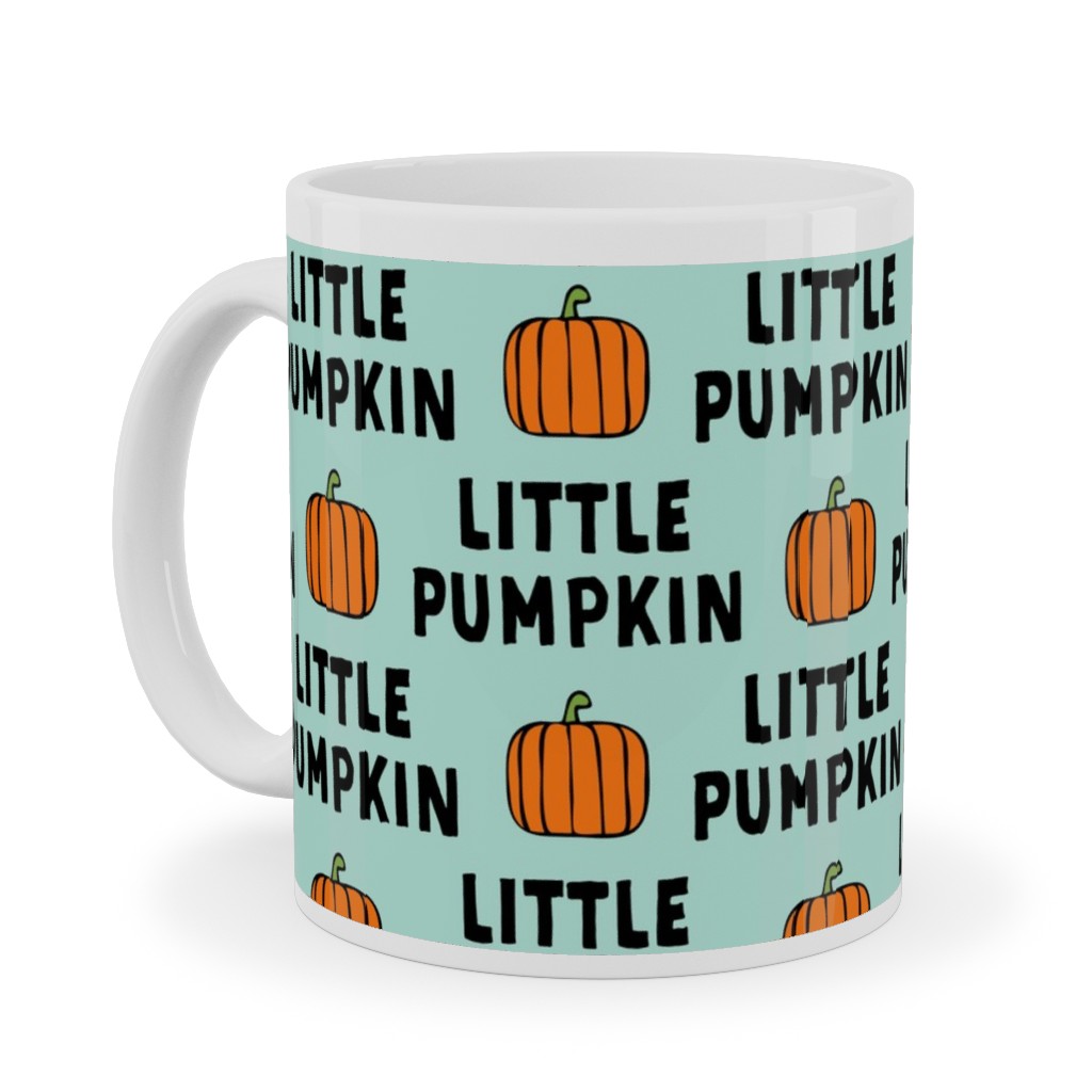 Little Pumpkin - Halloween - Aqua Ceramic Mug, White,  , 11oz, Green