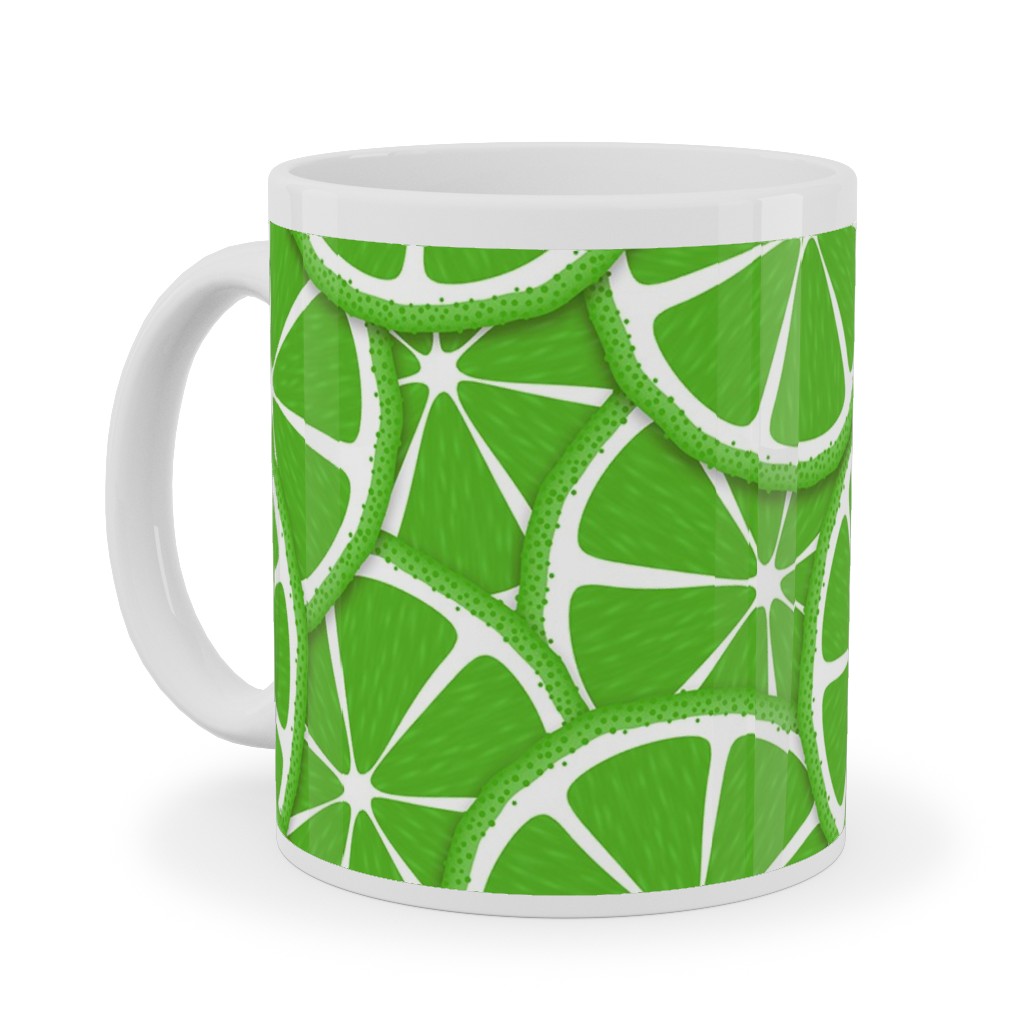 Limes and Lemons Ceramic Mug, White, , 11oz, Green, Spring