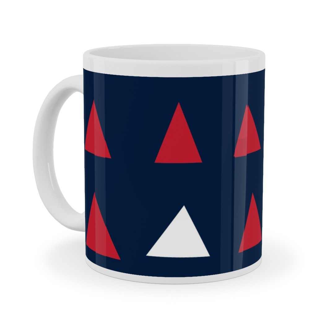 Triangles - Red White and Blue Ceramic Mug, White,  , 11oz, Blue