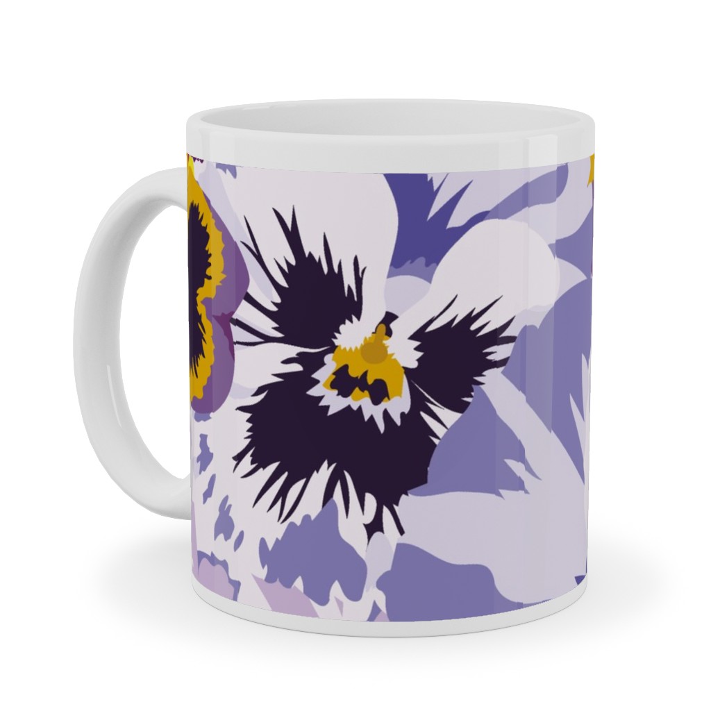 Pansy By Numbers - Purple Ceramic Mug, White, , 11oz, Purple, Purple