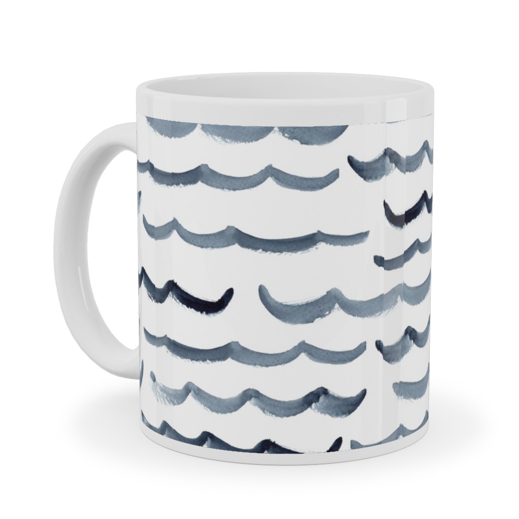 Ocean Waves Ceramic Mug, White, , 11oz, White, Life Aquatic