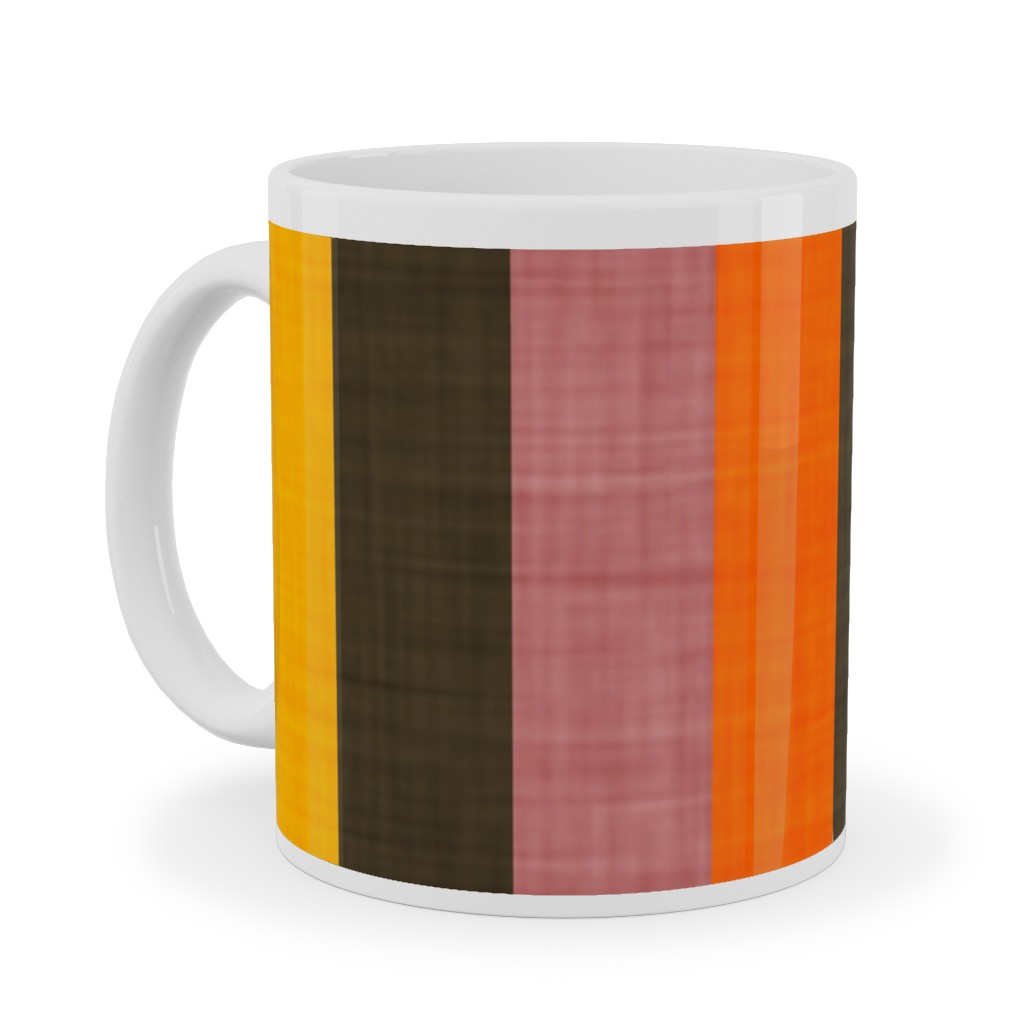 Retro Colorblock Sticks - Multi Ceramic Mug, White, , 11oz, Multicolor
