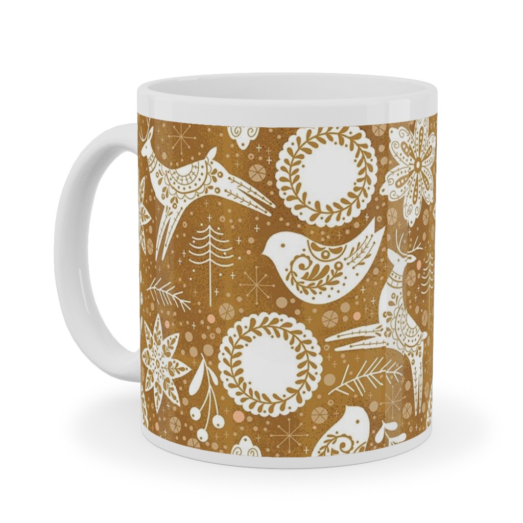 Gingerbread Forest - Brown Ceramic Mug, White, , 11oz, Brown, Brown