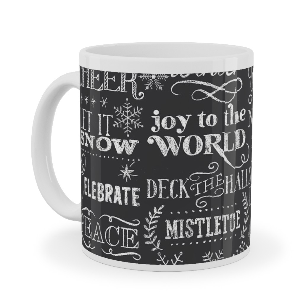 Christmas Sayings in Chalk Ceramic Mug, White,  , 11oz, Gray