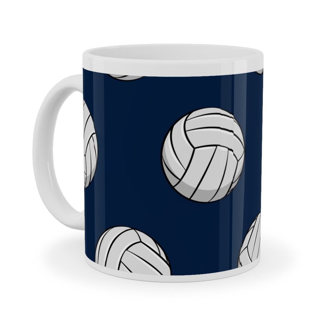 Volleyball - Blue Ceramic Mug, White, , 11oz, Blue, True Blue