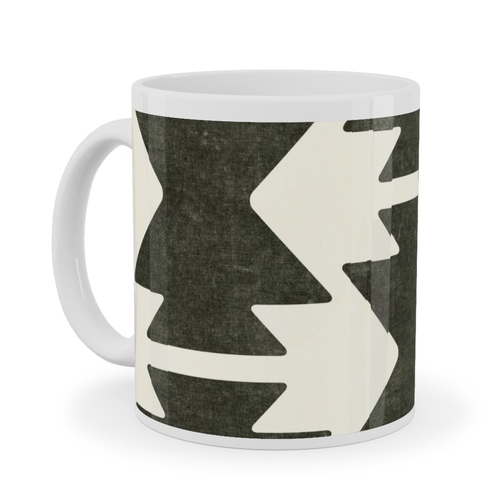 Bohemian Aztec Ceramic Mug, White,  , 11oz, Black