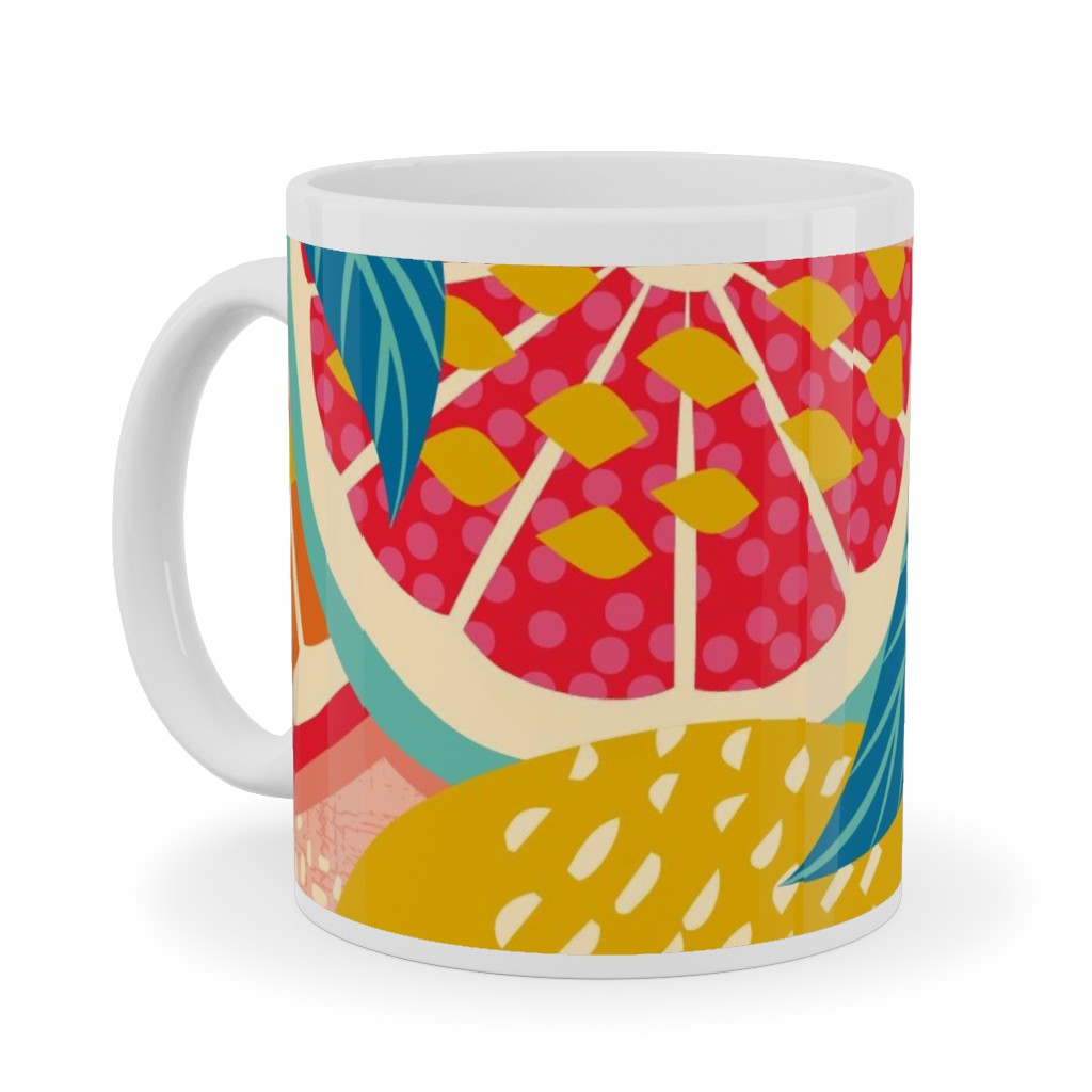 Squeeze the Day - Bold Ceramic Mug, White, , 11oz, Orange, Orange