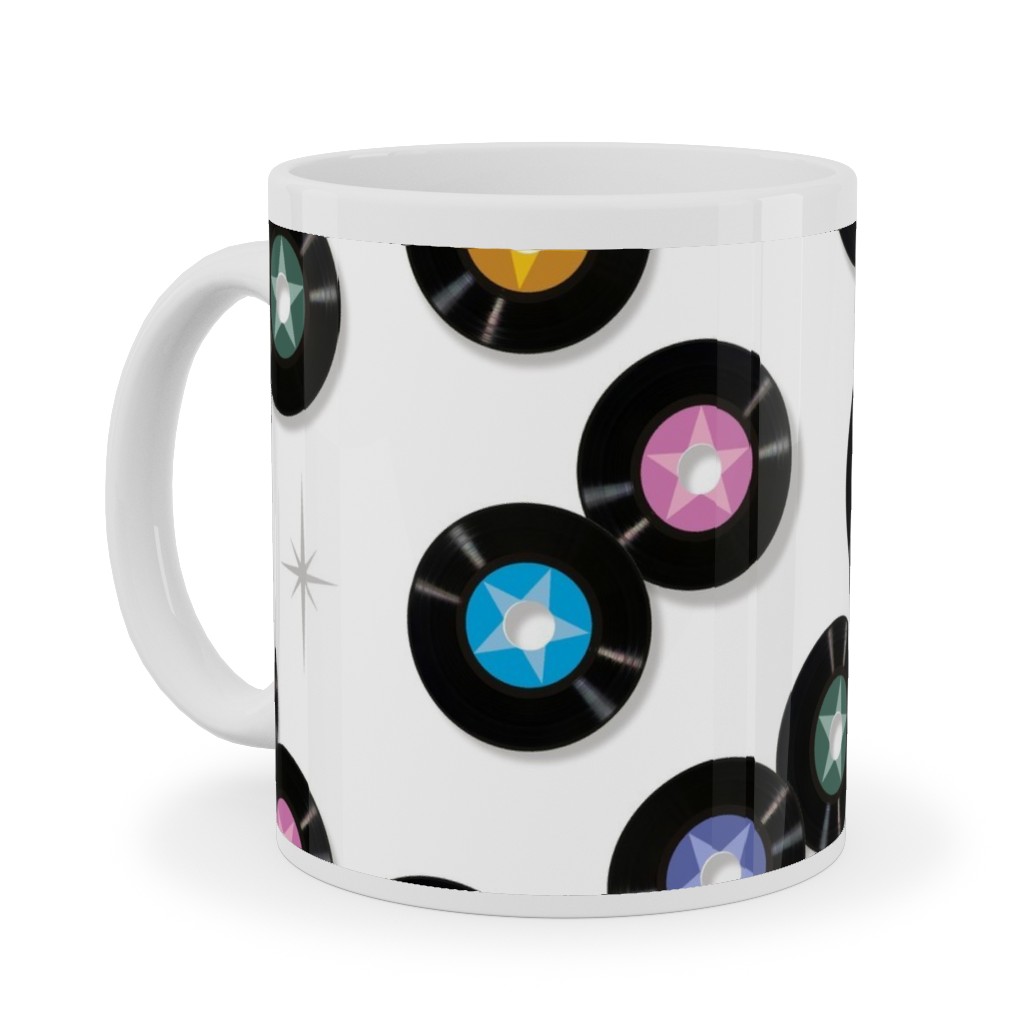 Pop Star Vintage Vinyl Records Ceramic Mug, White, , 11oz, White, White