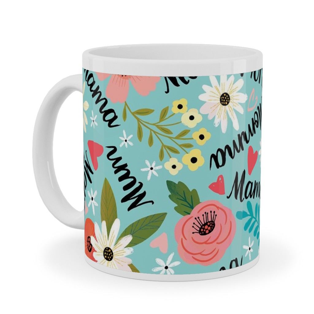 Mom's the Word - Multi Ceramic Mug, White, , 11oz, Blue, True Blue