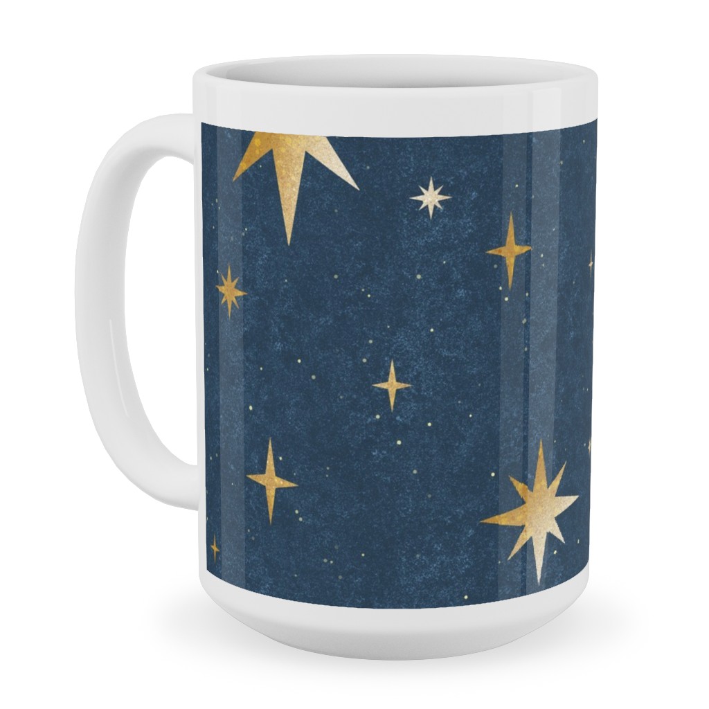 Art Deco Starbursts - Blue Ceramic Mug, White,  , 15oz, Blue