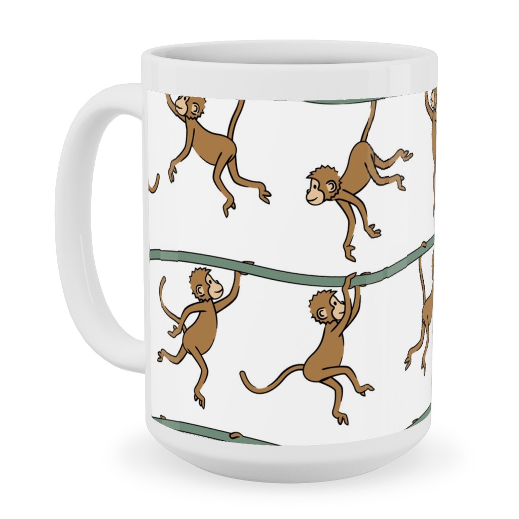 Swinging Monkeys Ceramic Mug, White, , 15oz, White, White