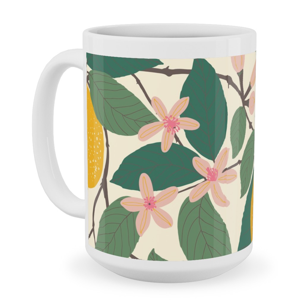 Lemon Tree - Yellow Ceramic Mug, White,  , 15oz, Yellow