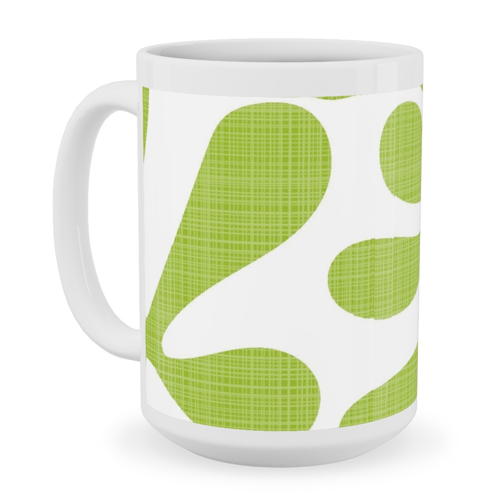 Block Print Texture Ceramic Mug, White,  , 15oz, Green