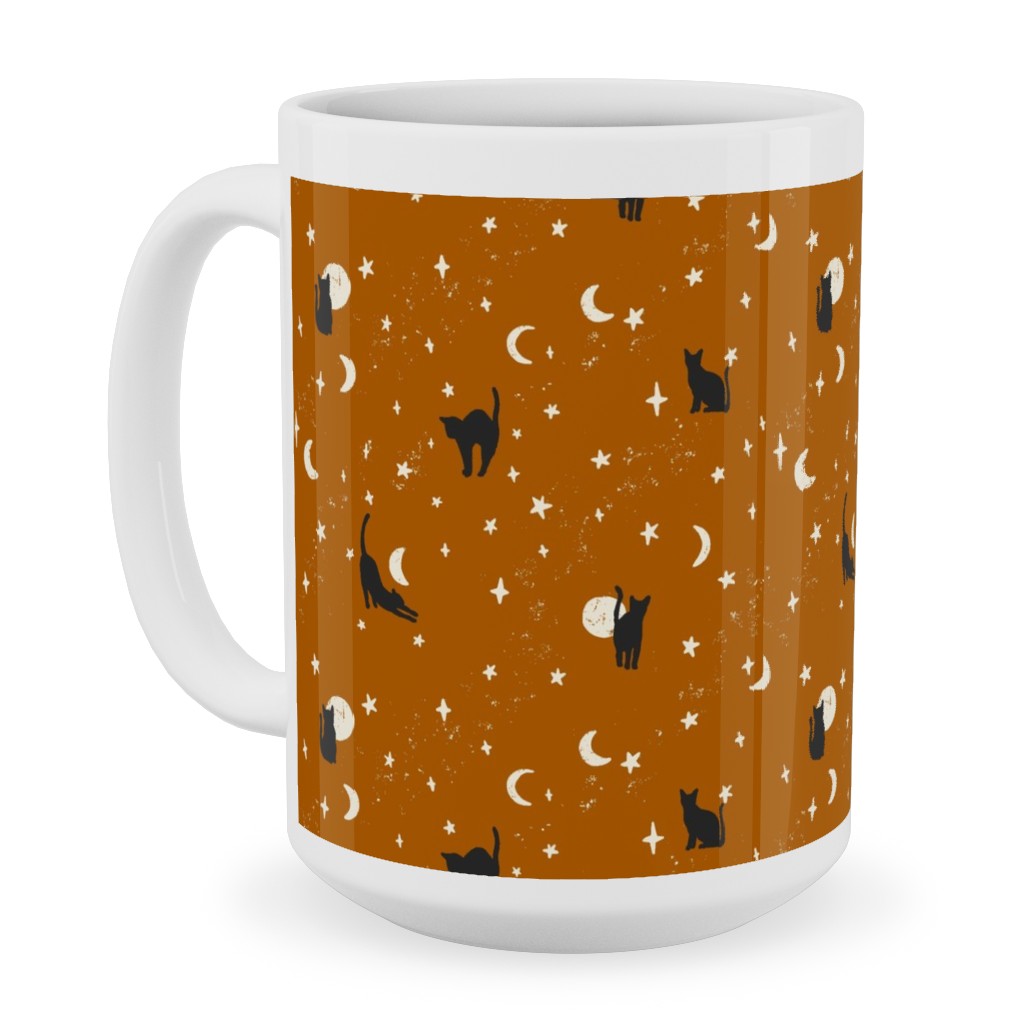 Halloween Black Cats - Orange Ceramic Mug, White,  , 15oz, Orange