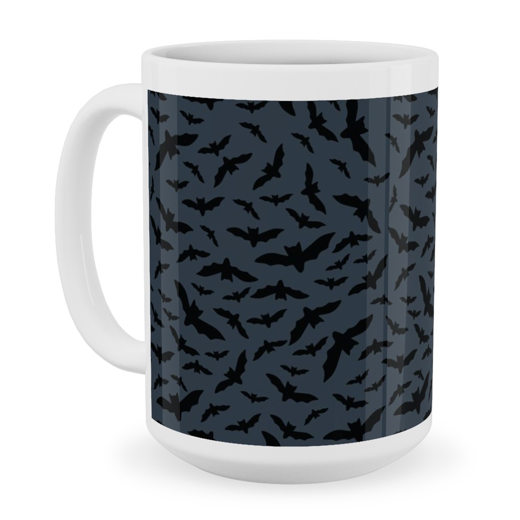 Halloween Black Bats Ceramic Mug, White,  , 15oz, Black