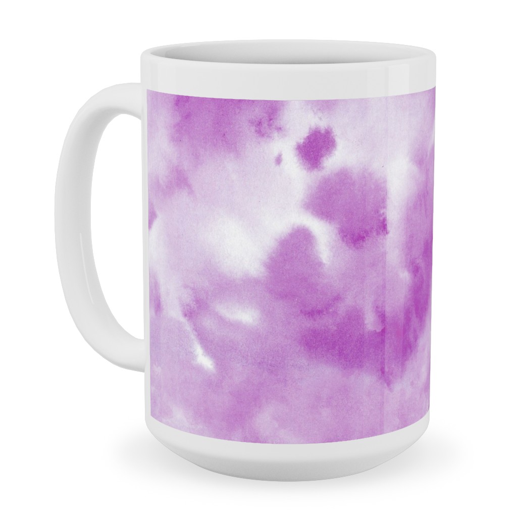 Watercolor Texture - Purple Ceramic Mug, White, , 15oz, Purple, Purple