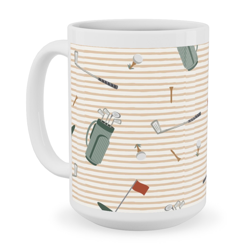 Tee Time - Neutral Ceramic Mug, White, , 15oz, Beige, Pearl