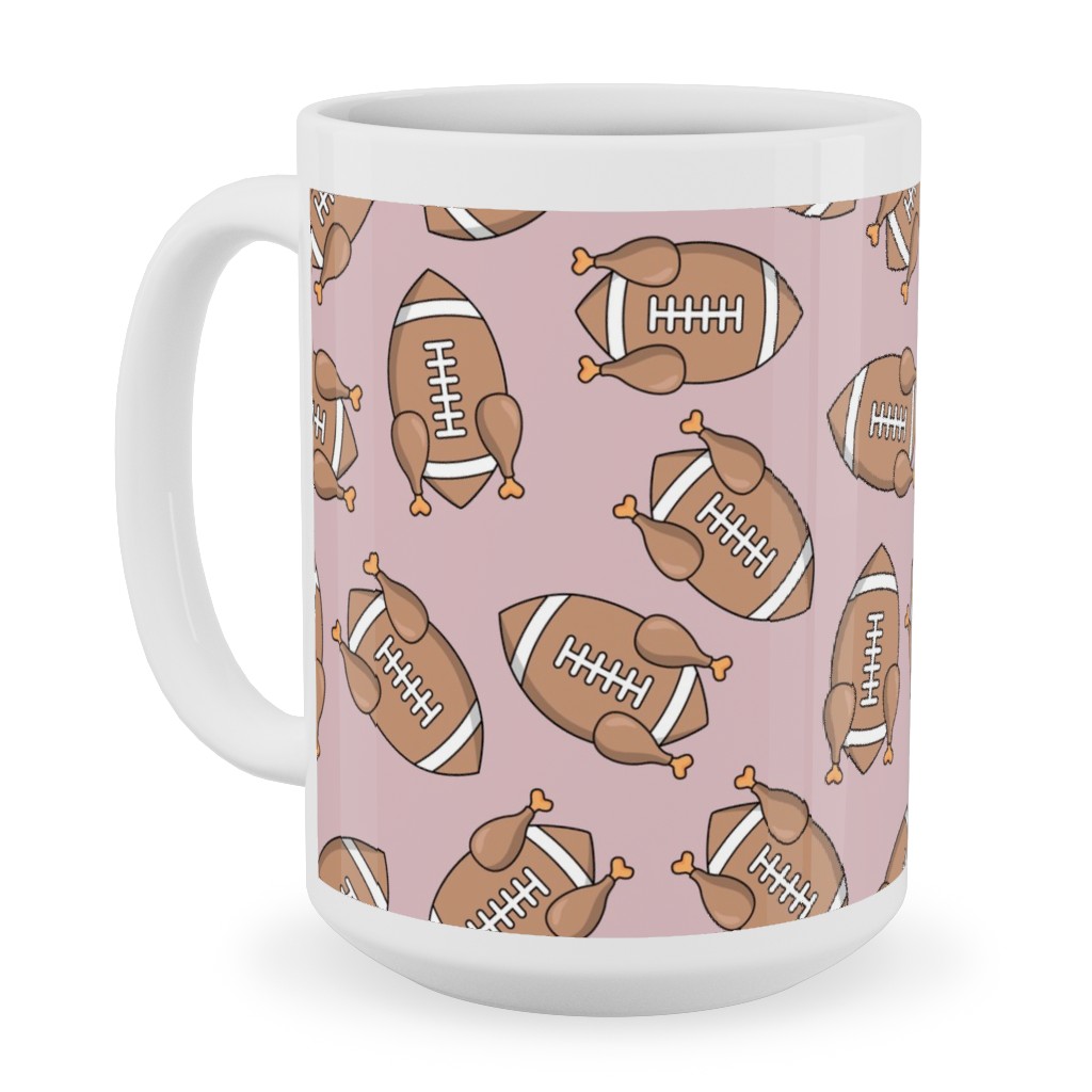 Turkey Football Ceramic Mug, White, , 15oz, Orange, Rye