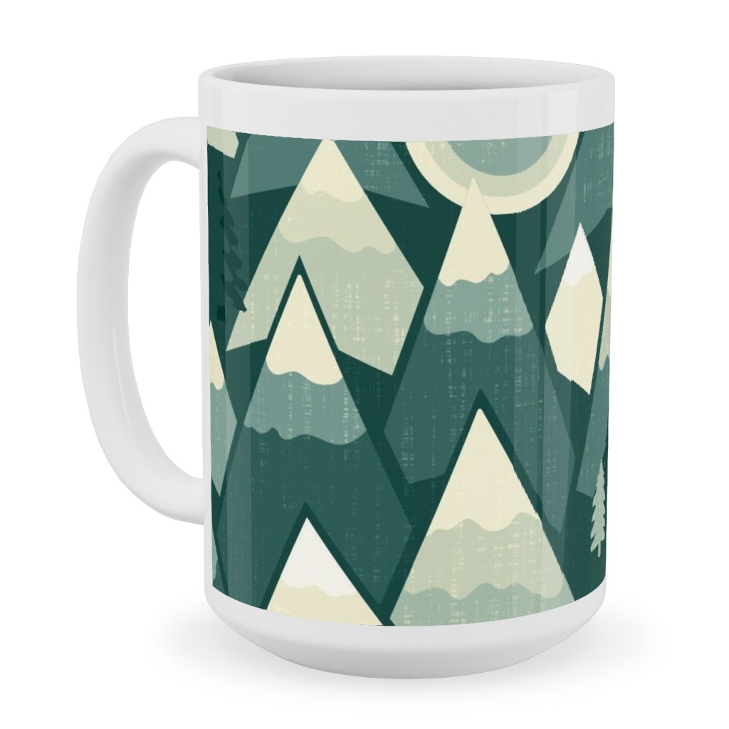 the Mountains Are Calling Ceramic Mug, White, , 15oz, Green, Verdant