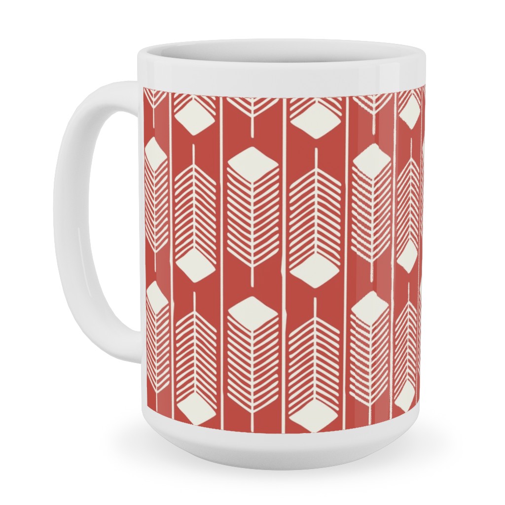 Feathers Charging - Red Ceramic Mug, White, , 15oz, Red, Red