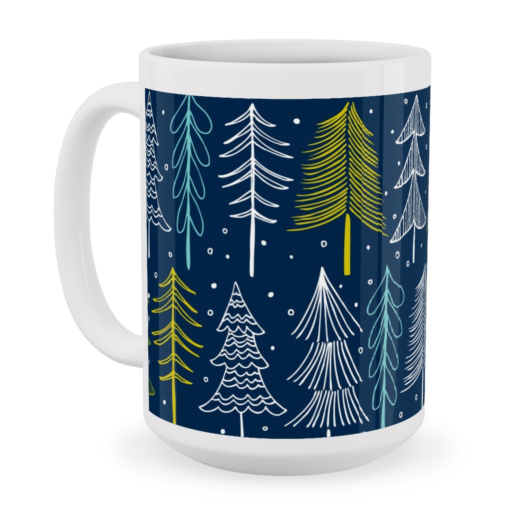 Oh' Christmas Tree Ceramic Mug, White, , 15oz, Blue, Silhouette
