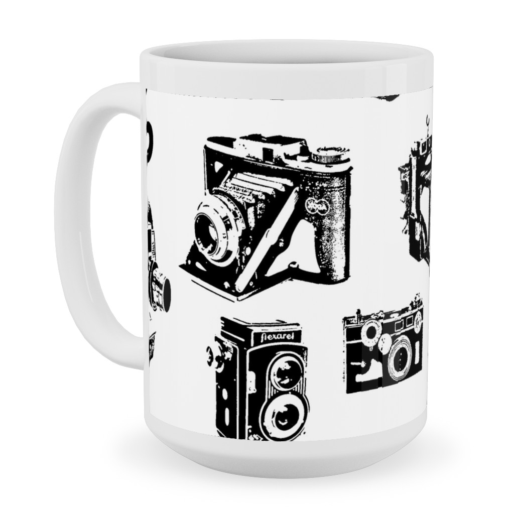Retro Cameras Ceramic Mug, White, , 15oz, White, White