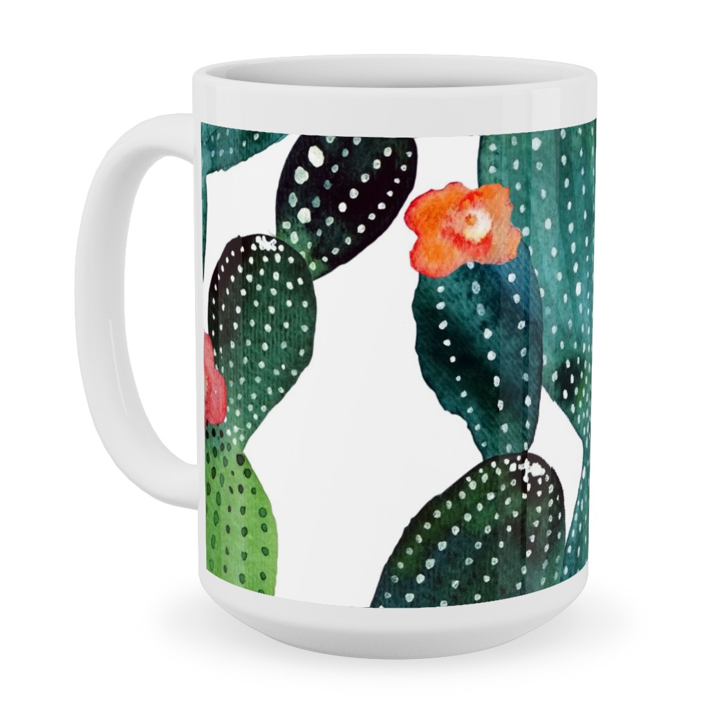 Cactuses - Green Ceramic Mug, White, , 15oz, Green, Classic Green